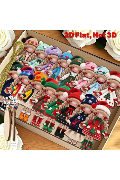 Choice 8 قطع دمية 8/16 قطعة قلادة عيد الميلاد 2D قلادة خشبية عيد الميلاد دمية ملونة إكليل سحر سيارة معلقة أو