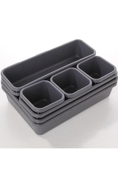 Choice صندوق تخزين بأدراج متعددة الأحجام مكون من 8 قطع باللون الرمادي، مناسب ...