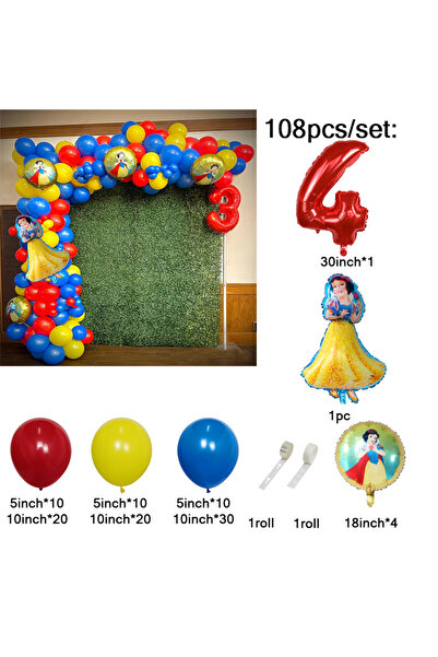 Choice كما في الصورة، طقم أقواس بالونات ديزني برنسيس سنو وايت، 108 قطعة، 30 ب...