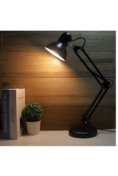 Arabest مصباح طاولة تعليمي أسود بذراع متأرجح معدني، ذراع قابل للتعديل بمفاصل ...