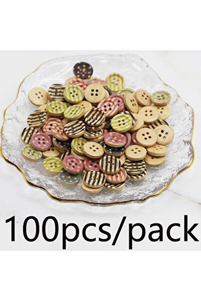 Choice أزرار خشبية دائرية مطلية مقاس 15 مم متعددة الألوان (100 قطعة/الحزمة) م...
