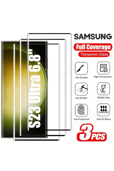 choice2 زجاج مقوى 3 قطع لهاتف S22 Ultra زجاج مقوى 3 قطع لهاتف S23 S22 S21 Ult...