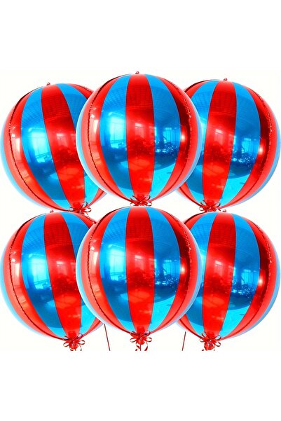 Choice عبوة أخرى من 6 قطع من البالونات الدائرية المخططة باللونين الأحمر والأز...