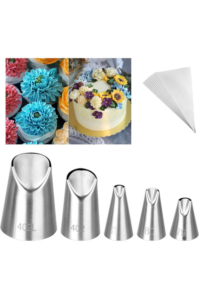 Choice1 15PCS 5PCS Chrysanthemum Piping Tips Set -Stainless Steel Cake Decora...