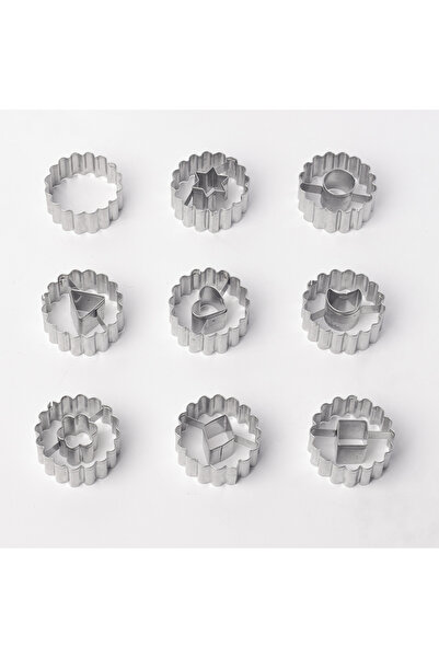 Choice مجموعة قوالب بسكويت المربى الفضية، 9 قطع، على شكل قمر، نجمة، قلب، دائر...