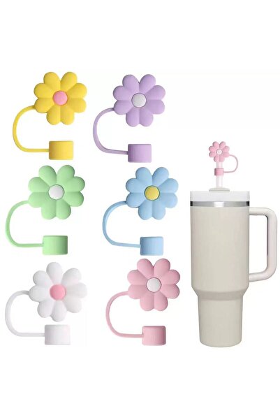 Choice مجموعة من 6 قطع، 4 قطع من أغطية القش، غطاء علوي للقش، رأس قشة مقاوم لل...