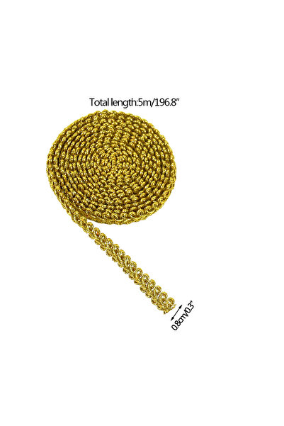 Choice 5M T01 5Meter 8/10mm Black Gold Silver Thread Centipede Braided Lace Ribbon Trim Curve Fabric for We