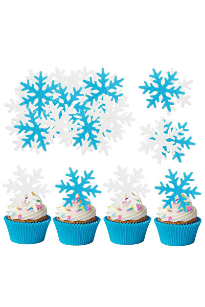 Choice1 ٥٠ قطعة من ورق الويفر على شكل رقاقات ثلجية باللونين الأزرق والأبيض، ل...