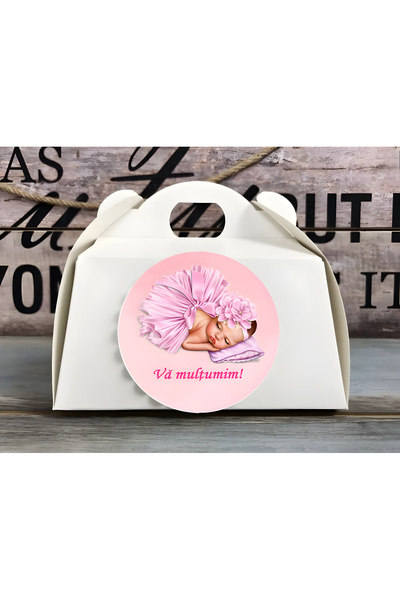 Invitatii Originale Cutii prajituri botez BEBELUSA - Set 20 buc