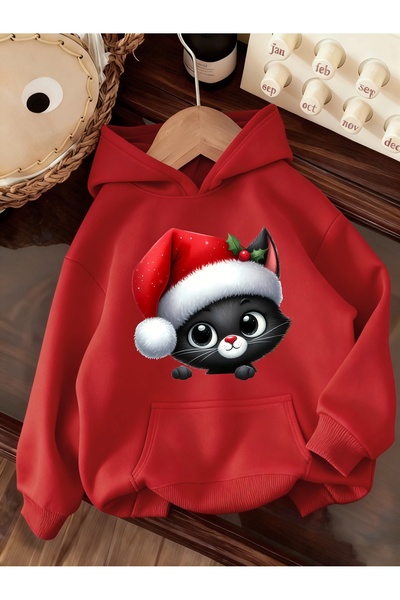 GALASHOP سترة كريسماس كيدي مطبوع بغطاء للرأس