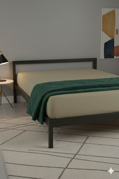 FAVORA 100% Cotton Ranforce Premium Double Elastic Fitted Sheet - Beige