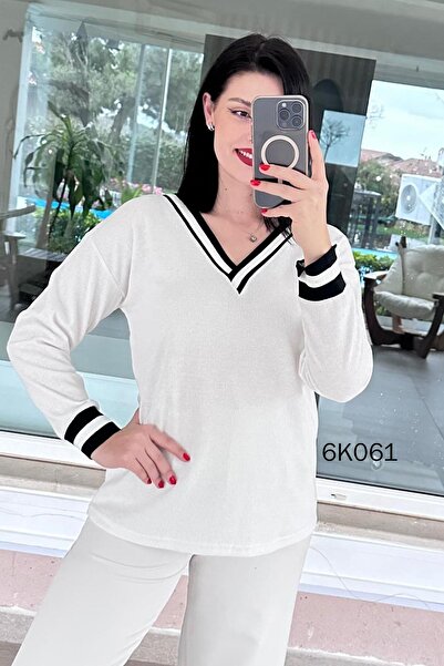İnce Topuk V-Neck Waffle Blouse 6K061