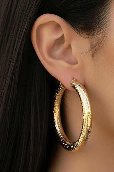 TAKIŞTIR Altın Renk Halka Küpe (Çift)