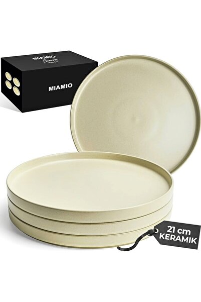 MIAMIO Set de 4 farfurii de masă, colecția Sierra, ceramică, culoare nisip, 2...