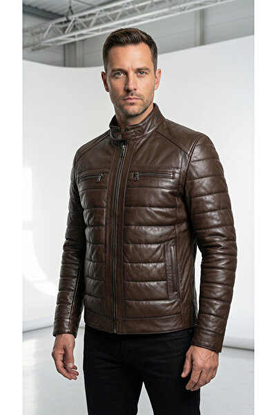 ALWAYS LEATHER Erkek Hakiki Deri Ceket/Mont – Hakim Yaka, Regular Kalıp, Günl...