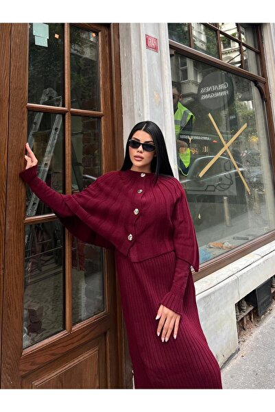 TOFAN TRİKO طقم مكون من قطعتين مع تفاصيل عباءة - ثوب