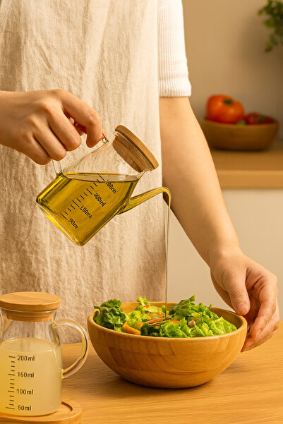 MEDUSHOP 2'li Lüks Bambu Standlı Yağlık Seti | Vakumlu Kapaklı 200 ml Sosluk ...