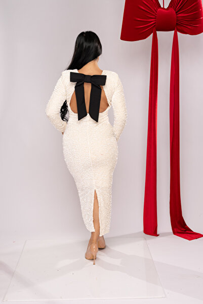 Pretty Sequined shapewear dress with bow on the back