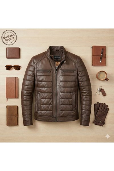 ALWAYS LEATHER Erkek Hakiki Deri Ceket/Mont – Hakim Yaka, Regular Kalıp, Günlük/Kışlık