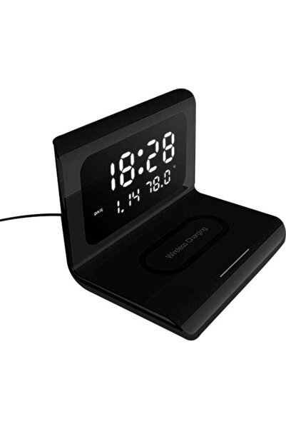 Generic Digital Alarm Clock With Wireless Chargings Led Time Temperature