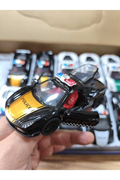 LRS STORE Sesli ve Işıklı Metal Lamborghini Model Polis Arabası (Kapıları Açı...