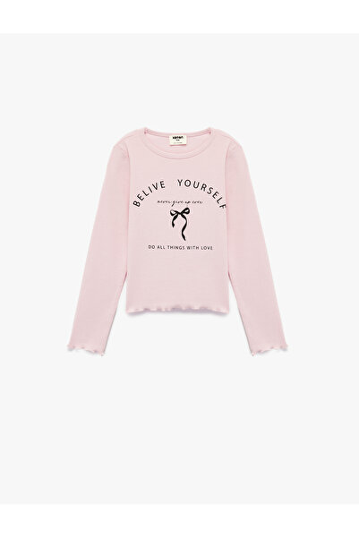 Koton Cotton Printed Long Sleeve Crew Neck T-Shirt