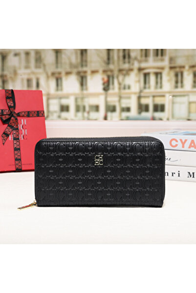 Ch CHHC New Fashion Classic Zipper Wallet Premium Texture Unisex Long Wallet