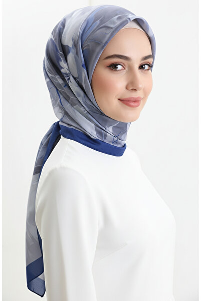 sefamerve Şal moale cu model 70316-07 Gri albastru noapte