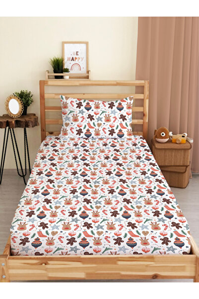 Evmila Deer Patterned Single Digital Printed Elastic Sheet Set (Cotton) – 100X200Cm