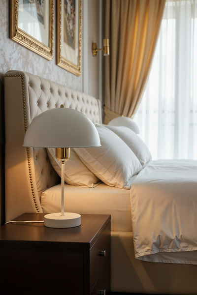 lumenistanbul ROMA ABAJUR BEYAZ AYAK - GOLD KUKA / BEYAZ ŞAPKA