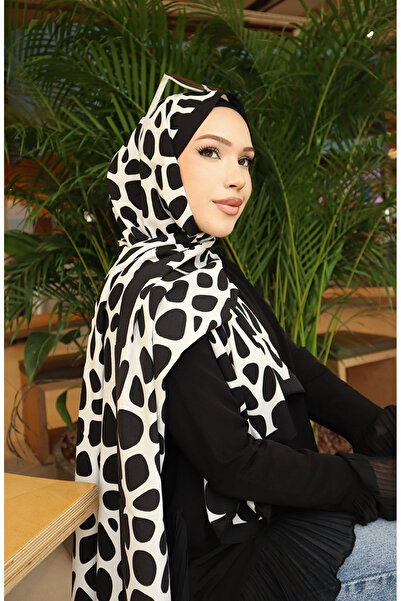 sefamerve Capri-Schal mit geometrischem Muster 70342-01 Schwarz Ecru