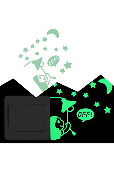 Yash Sticker fosforescent Good Night pentru intrerupator/priza, 10x10cm, culoare verde