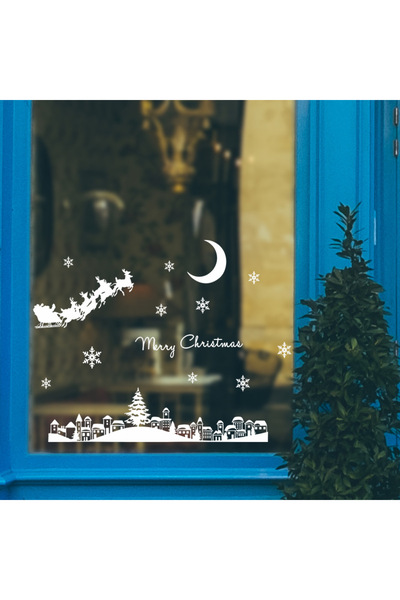 Yash Set Sticker autoadeziv Merry Christmas, 35x50 cm, pentru geam sau alte suprafete lucioase, culoare a