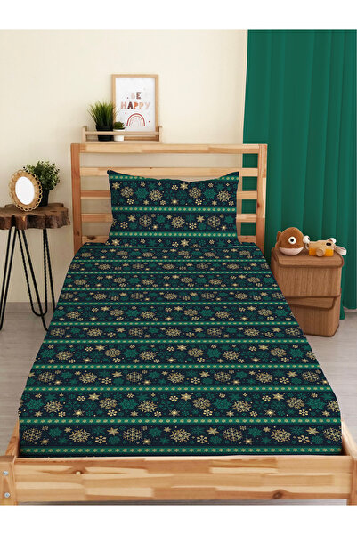 Evmila Set de cearșafuri digitale pentru o persoană cu model fulgi de zăpadă (bumbac) – 100x200cm