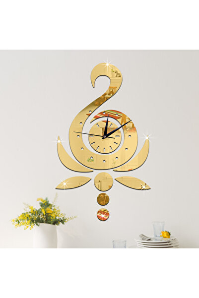 Yash Decorative wall clock Swan, made of acrylic mirror, 30x50 cm, gold color