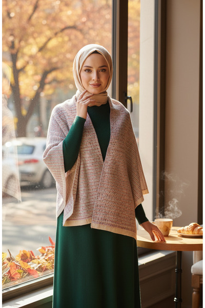 sefamerve Shoulder Shawl 1123-01 Beige