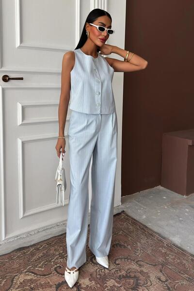 Lijuri Vest plazzo pants striped flamy polyviscon set 10178 r9-k-k3