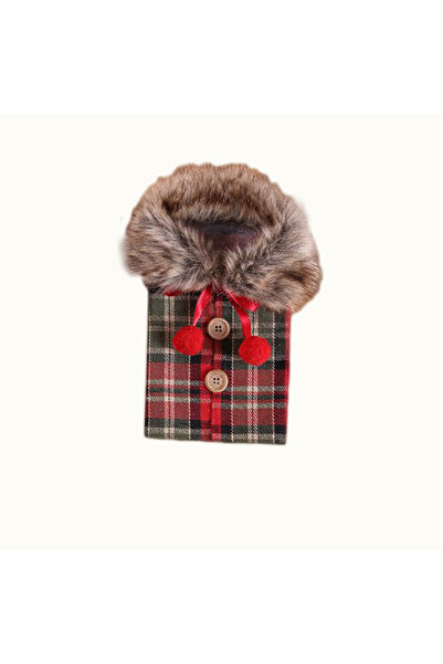 Yash Husa pentru sticla de vin din material textil cu fundita rosie, 1 buc