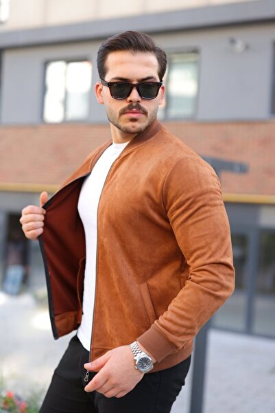 Giyimodam Men's Scuba Suede Fabric Bomber Cardigan