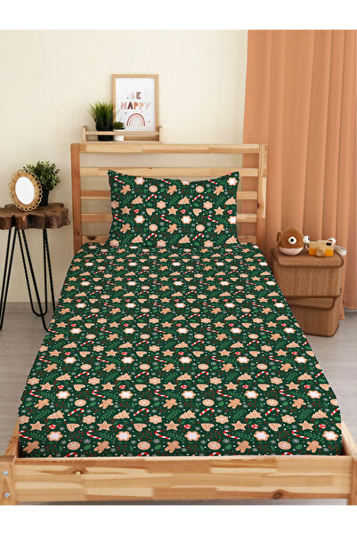 Evmila Cookie Patterned Single Digital Printed Elastic Fitted Sheet Set (Cotton) – 100X200Cm