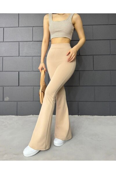 MODA İSPANYOL PAÇA CEPSİZ SICAK TUTAN BELİZE KUMAŞ TAYT PANTOLON