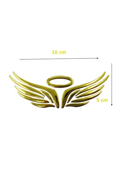 Yash Car ornament 3D angel wings, 16cm x 5cm, gold color
