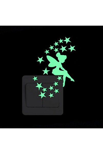 Yash Sticker fosforescent cu ThinkerBell pentru intrerupator/priza, 10x10 cm, culoare verde