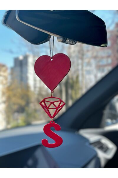 KUKO DESIGN Love & Shine Charm Kişisel Harfli Kalp & Pırlanta Detaylı Araba D...