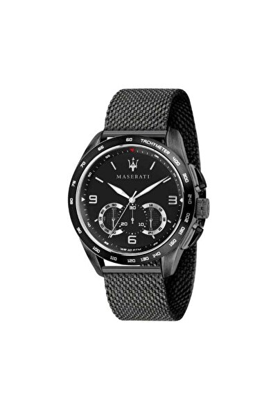 Maserati Men's Traguardo Chronograph Watch R8873612031 – 45 mm Black Dial, Metal Strap