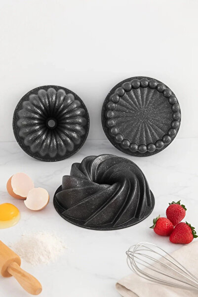 ROYALGROSS Mega 3-Piece Cake Mold Set - Durable and Non-Stick 26 cm - Black