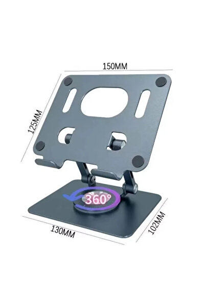 Choice1 حامل هاتف وتابلت عالمي قابل للطي باللون الرمادي، يدور 360 درجة، مناسب لسطح المكتب، مناسب لأجهزة iPhone وiPad وSamsung وSamsung