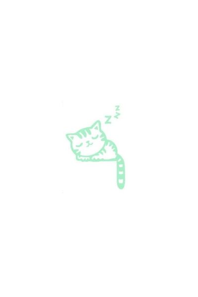 Yash Sleepy Cat fluorescent sticker, for switch/socket, size 13x16 cm, green ...