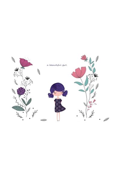 Yash Sticker decorativ pentru perete sau mobila, Fata Frumoasa, 60 x 90 cm