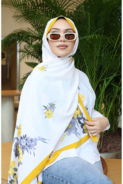 sefamerve Şal Capri cu model floral 70346-04 Galben Gri